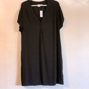 Gap Shift Dress Black V-Neck Pockets Rayon Sz Xl NWT Gorgeous